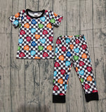 Preorder Samples BSPO0490 I am happy Love Plaid Boys Pajamas Set