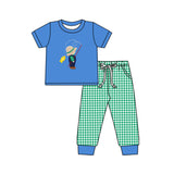Preorder BSPO0506 Embroidery Fish Men Blue Boys Set