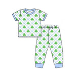 Preorder 12.06 BSPO0531 St. Patrick Leaf Shamrock Boys Pajamas Set