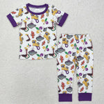 BSPO0546 Mardi Gras Crocodile Purple Boys Pajamas Set