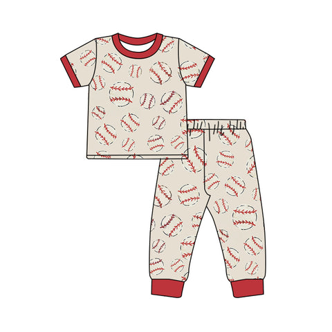 Preorder 01.04 BSPO0551 Baseball Red Boys Pajamas Set