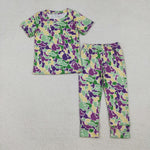 BSPO0584 Mardi Gras Camo Kids Pajamas Set