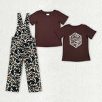 BSPO0585 Hunting Vinyl Mallard Camo Denim Overalls Jeans Kids Overalls Set