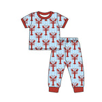Preorder 10.16 MOQ 5 pcs BSPO0596 Crawfish Red Boys Pajamas Set