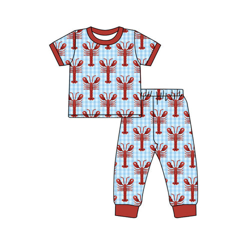 Preorder 10.16 MOQ 5 pcs BSPO0596 Crawfish Red Boys Pajamas Set