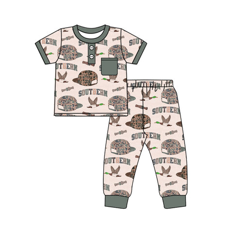 Preorder 10.16 MOQ 5 pcs BSPO0597 Southern Mallard Ducks Camo Boys Pajamas Set