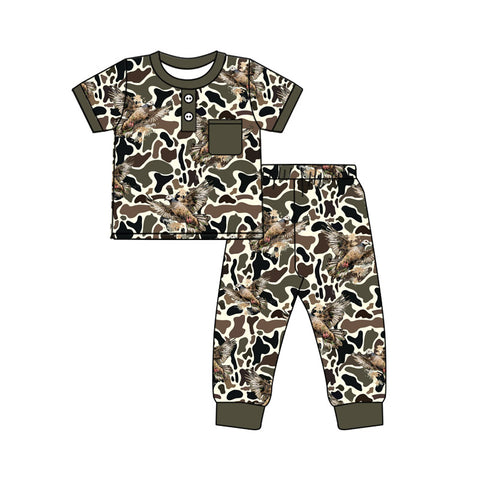 Preorder 10.16 MOQ 5 pcs BSPO0598 Mallard Ducks Camo Boys Pajamas Set