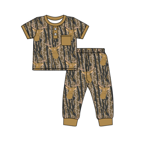 Preorder 10.16 MOQ 5 pcs BSPO0599 Hunting Camo Elk Boys Pajamas Set