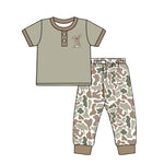Preorder Samples BSPO0603 Embroidery Easter Rabbit Camo Boys Set