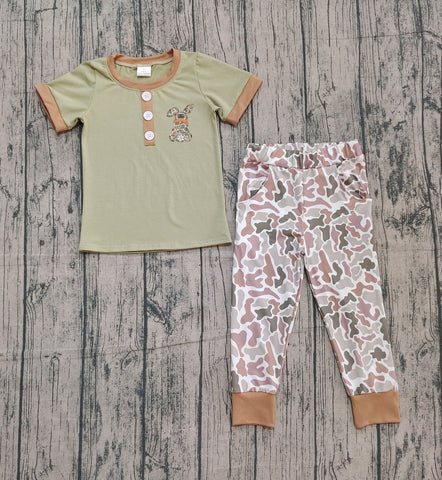 Preorder Samples BSPO0603 Embroidery Easter Rabbit Camo Boys Set