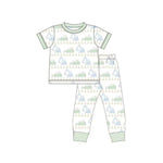 Preorder 10.29 MOQ 5 pcs BSPO0609 Truck Car Green Boys Pajamas Set