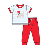 Preorder Samples BSPO0613 Embroidery Baseball Dog Red Boys Set