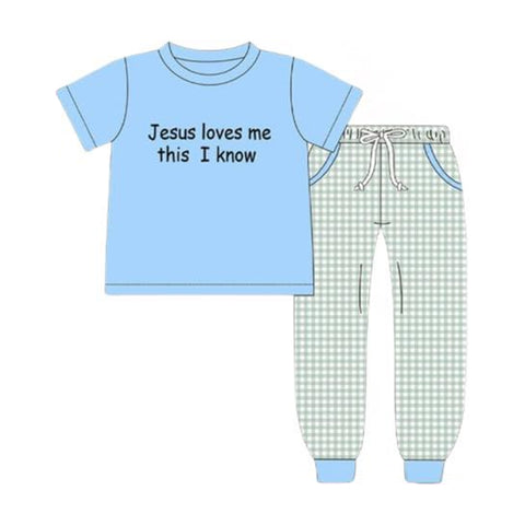 Preorder 11.20 MOQ 5 pcs BSPO0617 Jesus Loves Me This I Know Boy's Set