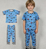 BSPO0628 Cartoon Car Flag Star Plaid Boys Outfits