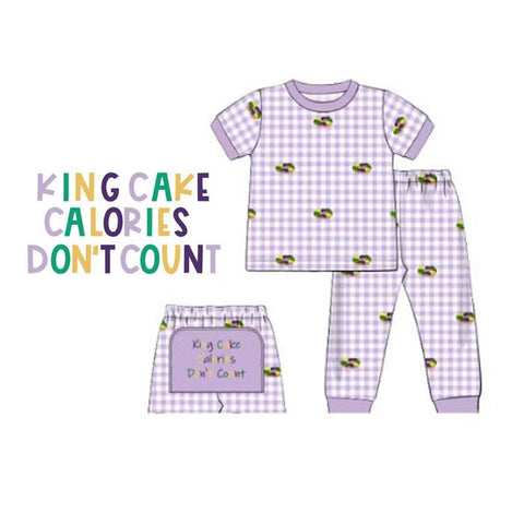 Preorder 12.01 MOQ 5 pcs BSPO0630 Mardi Gras Purple Plaid Boys Pajamas Set