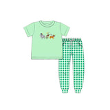 Preorder 12.04 MOQ 5 pcs BSPO0632 Mardi Gras Green Plaid Boys Set