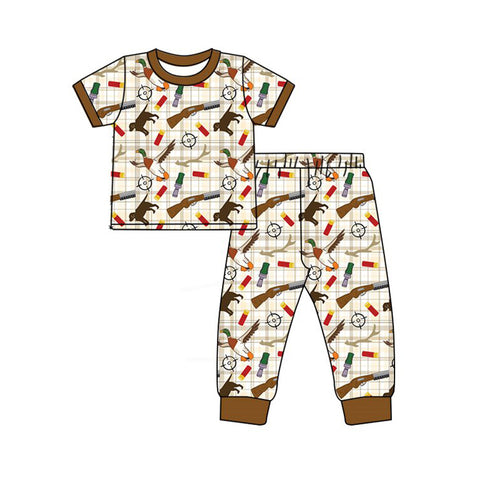 Preorder 12.06 MOQ 5 pcs BSPO0634 Hunting Mallard Ducks Dog Boys Pajamas Set