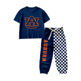 Preorder MOQ 5 Pcs Each Style School Team Mascot Plaid Boys Jogger Set
