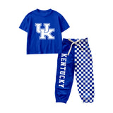 Preorder MOQ 5 Pcs Each Style School Team Mascot Plaid Boys Jogger Set