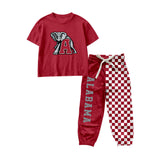 Preorder MOQ 5 Pcs Each Style School Team Mascot Plaid Boys Jogger Set