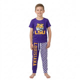 BSPO0698 Vinyl School Team Plaid Purple Boys Set