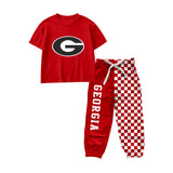 Preorder MOQ 5 Pcs Each Style School Team Mascot Plaid Boys Jogger Set