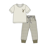 Preorder MOQ 5 pcs Each Style Hunting Deer Plaid Kids Matching Clothes