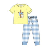 Preorder MOQ 5 pcs Each Style Easter Bunny Plaid Kids Matching Clothes-2026.8.28