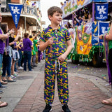 BSPO0721 Mardi Gras Purple Green Yellow Cmao Polo Boys Set