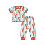 Preorder MOQ 5 pcs Each Style Mardi Gras Crawfish Stripe Kids Matching Clothes