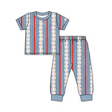 Preorder MOQ 5 pcs Each Style Baseball Print Pajamas Kids Matching Clothes