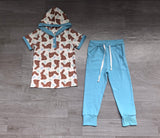 NO MOQ Preorder Samples Each Style Easter Bunny Hoodie Blue Kids Matching Clothes