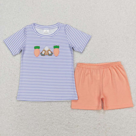 BSSO0301 Embroidery Easter Carrot Boy Shorts Set