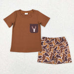 BSSO0302 Hunting Camo Brown Boy Shorts Set