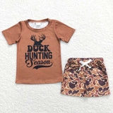 BSSO0340 Duck Hunting Season Camo Brown Boy Shorts Set