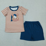 BSSO0380 Embroidery Cow Horse Cute Boy Shorts Set