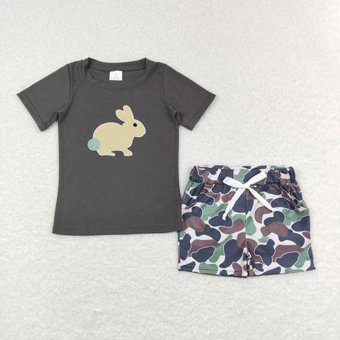 BSSO0401 Easter Rabbit Grey Boy's Shorts Set