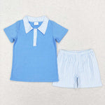 BSSO0402 Sky Blue Stripe Boy Shorts Set