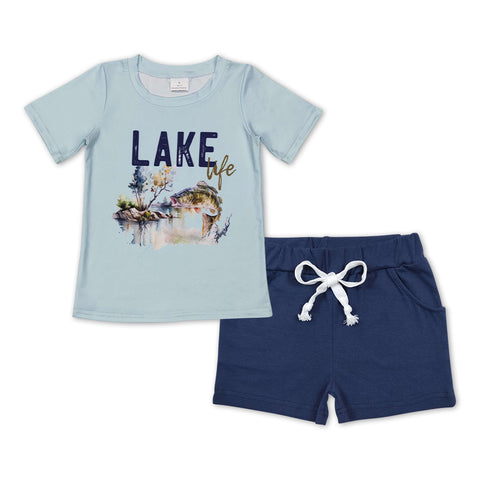 LAKE life Fish Blue Boy's Shorts Set