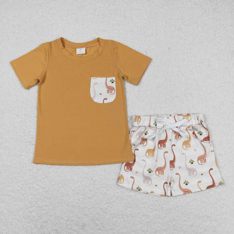 BSSO0464 Dinosaur Cute Boys Shorts Set