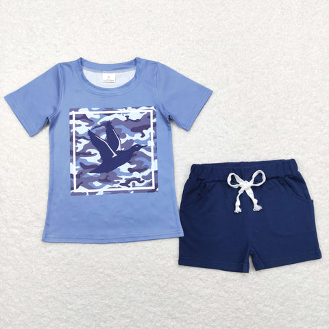 BSSO0479 Summer Mallard Blue Boy Shorts Set