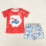 BSSO0516 Cartoon Red White Blue Boys Shorts Set