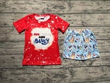 BSSO0516 Cartoon Red White Blue Boys Shorts Set