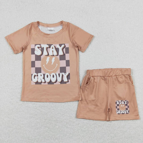 BSSO0613 Stay Groovy Smile Boys Shorts Set