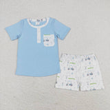 BSSO0615 Golf Blue Boys Shorts Set