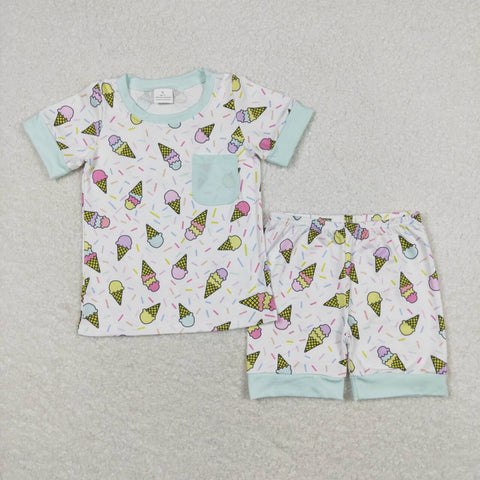 BSSO0622 Ice Cream Boys Shorts Pajamas Set