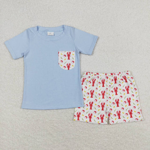 BSSO0648 Blue Crawfish Boys Shorts Set