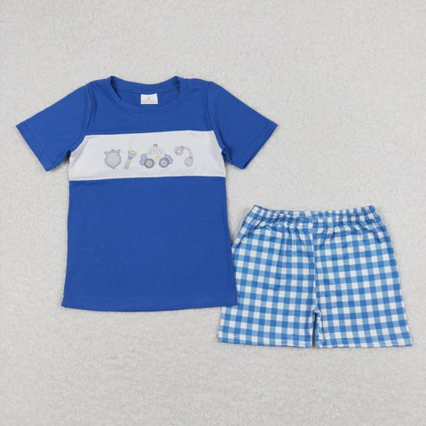 BSSO0665 Police Car Blue Boys Shorts Set