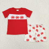 BSSO0670 Crab Red Boys Shorts Set