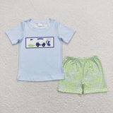 BSSO0697 Golf Plaid Boys Shorts Set